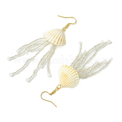 Orecchini pendenti in perle finte di conchiglia naturale&nbsp;EJEW-MZ00231