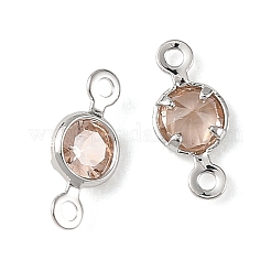Shegrace Messing-Pavé-Zirkonia-flache runde Verbindungsanhänger&nbsp;XGRQ2O066-442B-P