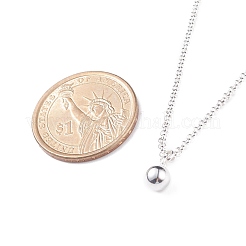 Collana con ciondolo a sfera rotonda in acciaio inossidabile 304 con catene rolo per uomo e donna&nbsp;NJEW-JN03845-01