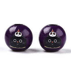 Perles européennes en bois sur le thème d'Halloween&nbsp;WOOD-N016-04N