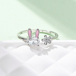Bagues de manchette ouvertes en laiton avec micro pavé de zircone cubique pour femmes&nbsp;RJEW-U058-05P