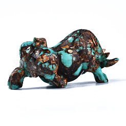 Kuh montiert natürlichen Bronzit & synthetischen Aqua Terra Jaspis Modell Ornament&nbsp;G-N330-38