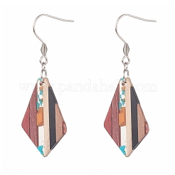 Ensembles de boucles d'oreilles pendantes en résine et bois de noyer&nbsp;EJEW-JE04514