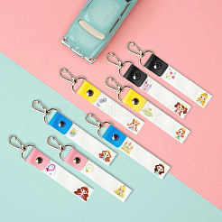 Porte-clés marqueur de nom en cuir PU et coton&nbsp;AJEW-WH0514-019