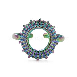 Bague ouverte en acier inoxydable 304 couleur arc-en-ciel avec placage ionique (IP) pour femme&nbsp;RJEW-C025-21M