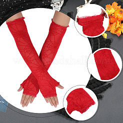 Lange fingerlose Handschuhe aus Polyester und Elasthan mit Spinnennetzmuster für Damen&nbsp;AJEW-WH20007-89B