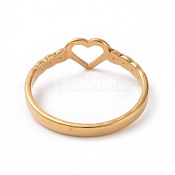 Anillo de acero inoxidable con forma de corazón hueco y revestimiento iónico (IP) 201 para el día de San Valentín&nbsp;RJEW-J051-26G