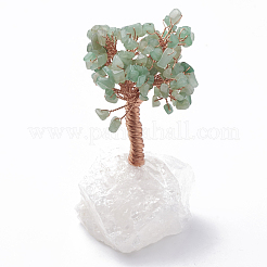 Puces d'aventurine vert naturel et décorations sur socle en cristal de quartz&nbsp;G-S299-111C