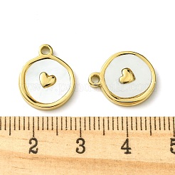 Placcatura ionica (ip) 304 acciaio inossidabile pavé conchiglia piatta rotonda charms con cuore&nbsp;X-FIND-Z028-06G