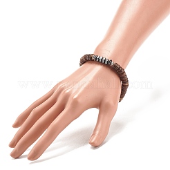 Bracelet extensible en noix de coco et hématite synthétique&nbsp;BJEW-JB07990