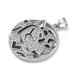 Pendentifs avec zircon cubiques à micro-pavés en laiton&nbsp;KK-K354-09B-P