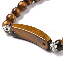 Bracelets de perles en œil de tigre naturel avec breloque&nbsp;BJEW-K164-B06