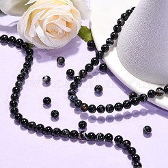 Chapelets de perles perles en agate noire naturelle&nbsp;G-G391-6mm-01