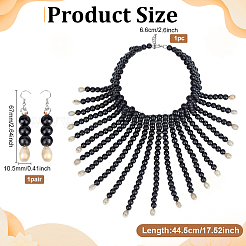 Ethnische Holzperlenketten & Ohrhänger-Sets&nbsp;SJEW-WH0004-11