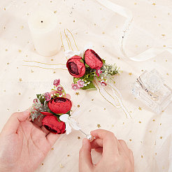 1 épingle à revers en tissu avec fleur de rose&nbsp;AJEW-CP0001-80B