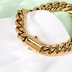 304 Edelstahl Cuban Link Kettenarmbänder für Unisex&nbsp;BJEW-K283-02C-G