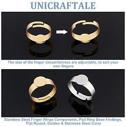 20 pz 2 stili regolabili componenti per anelli da dito in acciaio inossidabile 304&nbsp;STAS-UN0057-19B