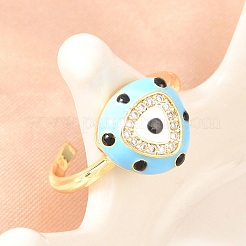 Anillos abiertos de latón con micropavé de circonitas cúbicas para mujer&nbsp;RJEW-K264-16G