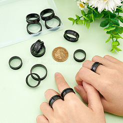 14 Stück Unisex-Fingerring-Set aus Edelstahl in 7 Größen mit Rillen&nbsp;RJEW-UN0002-65EB