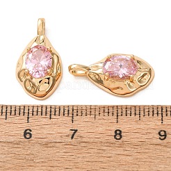 Pendentifs en laiton pavé de perles et de zircon cubiques roses&nbsp;KK-A304-16G