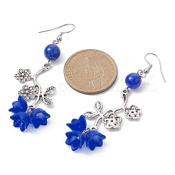 Flor de jade mashan teñida natural con pendientes colgantes con cuentas acrílicas&nbsp;EJEW-JE05419-03