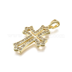Pendentifs avec zircon cubiques à micro-pavés en laiton&nbsp;KK-Z100-33G-02
