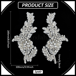 Applicazioni di pizzo ricamate con fiori di stoffa di nylon fatte a mano con strass di vetro per accessori di costume&nbsp;DIY-WH0430-819