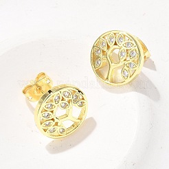 Boucles d'oreilles en laiton zircon cubique micro pavé clair&nbsp;EJEW-P303-01A-G