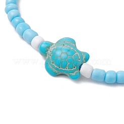 Braccialetti di perline intrecciate in turchese sintetico e semi di vetro&nbsp;BJEW-JB11153-02