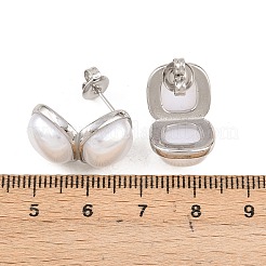 Quadratische Ohrstecker aus Edelstahl 304 und ABS mit Imitationsperlen&nbsp;EJEW-Z155-02P