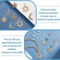 12 pz 6 ciondoli di strass in lega di stile&nbsp;FIND-FH0002-72