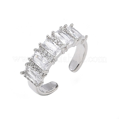 Offene Manschettenringe aus Messing mit Mikropavé und Zirkonia für Damen&nbsp;RJEW-L343-16P-04