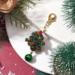 Perles de rocaille en verre pour arbre de noël et décorations pendantes en œil de tigre naturel&nbsp;HJEW-MZ00075
