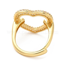 Verstellbarer Ring mit klarem kubischem Zirkonia und hohlem Herz&nbsp;RJEW-M148-04G
