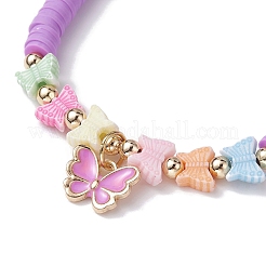 Braccialetto elasticizzato surfista heishi in argilla polimerica con perline acriliche&nbsp;BJEW-JB09916-01