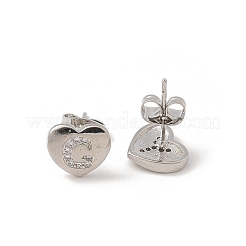Orecchini a bottone con micro pavé di zirconi chiari in ottone placcato cremagliera&nbsp;EJEW-K299-01P-G