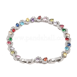 Bracciali da tennis in ottone color platino con micro pavé di zirconi cubici&nbsp;BJEW-B160-08P