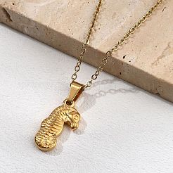 Halsketten mit Anhänger aus 304 Edelstahl für Damen&nbsp;NJEW-S439-02B-G