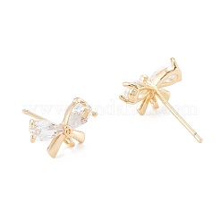 Messing Mikro pave klar Zirkonia Ohrstecker Zubehör&nbsp;X-KK-D063-15G