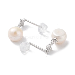 Ohrstecker aus Naturperlen und Zirkonia für Damen&nbsp;EJEW-C083-01P