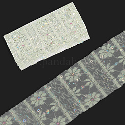 Cintas de encaje de flores de poliéster de 5 yarda con lentejuelas&nbsp;OCOR-GF0005-24A