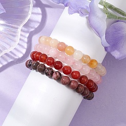 4 pz costellazione 8mm rotondo rodonite naturale e quarzo rosa e giada tinta e braccialetti elasticizzati con perline corniola per le donne&nbsp;BJEW-JB10642