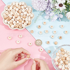 200pcs 4 styles de perles de bois imprimées&nbsp;WOOD-GO0001-05