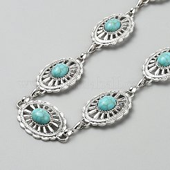Chaînes de taille à maillons ovales en alliage pavé de synthèse turquoise pour femmes&nbsp;AJEW-WH0455-63