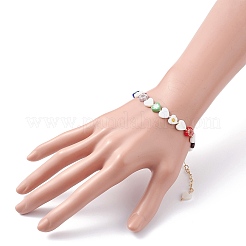 Braccialetto di perline fiore cuore colorato per ragazze donne&nbsp;BJEW-TA00030