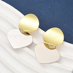Orecchini pendenti in ottone a forma di cuore bicolore per donna&nbsp;EJEW-U057-02GP-A