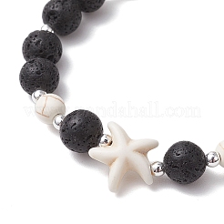 2 bracciale elastico in perline di turchese sintetico e pietra lavica naturale per uomo e donna&nbsp;BJEW-JB11824