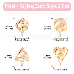 8 stücke 4 arten messing micro pave zirkonia stud ohrring Zubehörse&nbsp;KK-YW0003-14