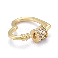 Laiton micro pave clair zircone cubique vis mousqueton charmes de verrouillage&nbsp;ZIRC-E164-07G
