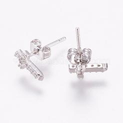 Boucles d'oreilles en laiton avec zircone cubique de micro pave&nbsp;EJEW-F125-05P